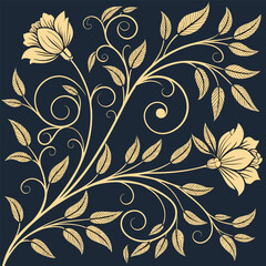 Elegant floral design with golden leaves and swirls ready for seamless integration into various design projects