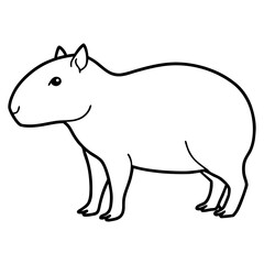 Simple line drawing of a capybara silhouette isolated on white background