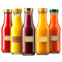 Vibrant Bottles of Sauce in Vivid Colors for Culinary Delights and Food Photography