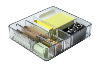 Clear Desktop Organizer Box with Paper Trays for Effective DIY Storage and Neat Workspace Arrangement
