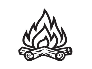 Rustic Campfire Icon With Elegant Linework Design