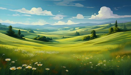 Obraz premium panorama of green madows