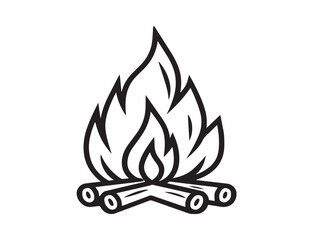 Campfire Illustration In Clean Artistic Line Art