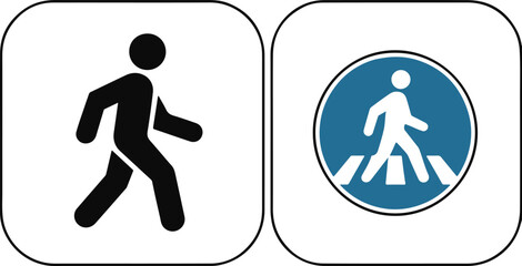 Promoting pedestrian safety with clear person and walk signs to ensure safe urban navigation.