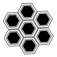 Black hexagonal pattern with white outlines abstract