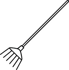 Naklejka premium rake icon line art vector illustration on transparent background 