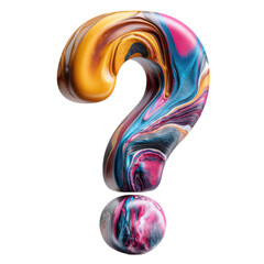 Colorful swirling question mark symbol isolated on transparent background