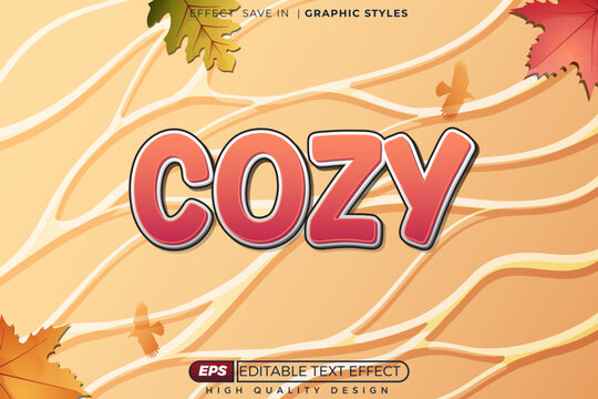 Editable 3d autumn text effect cozy for seasonal design