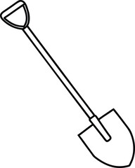 shovel icon line art vector illustration on transparent background	