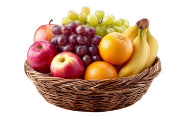 Fresh and Realistic Still Life Arrangement of Assorted Fruits in a Woven Basket