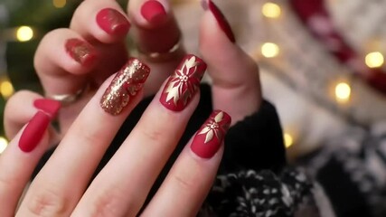 Red & Gold Christmas Nail Art Tutorial