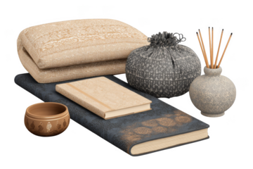 Serene Yoga and Meditation Kit with Mat, Cushion, Journal, and Decorative Accessories for Mindfulness Practice