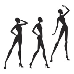 Fashionable female silhouettes posing elegantly women