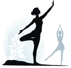 silhouettes of dancing people with white background.




