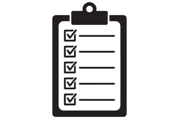 Obraz premium Checklist, Clipboard, Icon, Silhouette, Vector, Illustration, Task list, To do list, Tick mark, Document icon, Minimal design, Black clipboard, Flat icon, Simple checklist, Checkmark, Office symbol, P
