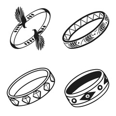 Four decorative bracelets and bangles jewelry fashion