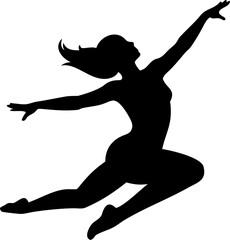 Fototapeta premium Stylized Silhouette of a Female Dancer in Dynamic Pose Vector Illustration