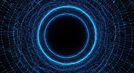 Abstract blue glowing circular tunnel