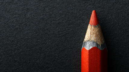 A close-up macro shot of sharp red and yellow wooden pencils on a black background, a creative art and school education tool for drawing, writing, and design