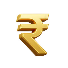 Golden Indian Rupee Symbol 3d rendered, isolated on transparent background