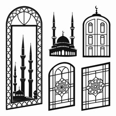 Islamic architectural elements silhouettes Islamic architecture