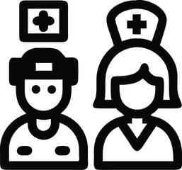 Medical staff icons doctor, nurse, paramedic, medical assistant.