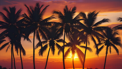 Obraz premium palm trees at sunset