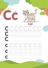 C is for Cat: Alphabet Tracing and Writing Worksheet for Kids