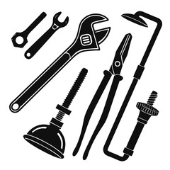 Plumbing tools wrench pliers plunger pipe fittings