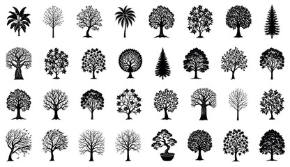 Tree and Plant Silhouette Vector Set