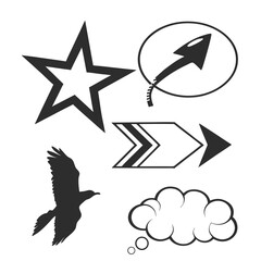 Star bird arrows and speech bubble graphic