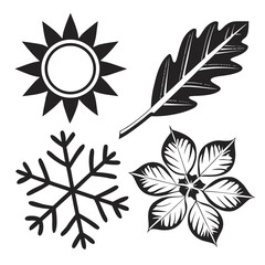 Sun snowflake leaf flower symbols seasonal