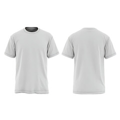 Blank white t shirt front and back view isolated on transparent background