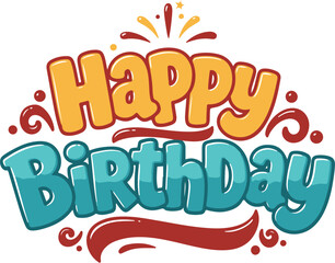 Vector art of vibrant happy birthday text with playful bubble letters