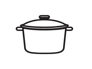 Modern 2D Cooking Pot with Clean Illustration Lines  