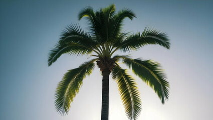 palm tree on blue sky background