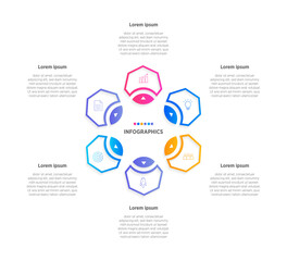 Modern Vector infographic label design with circle infographic template design and 6 options or steps. Can be used for process diagram, presentations, workflow layout, banner, flow chart, info graph.