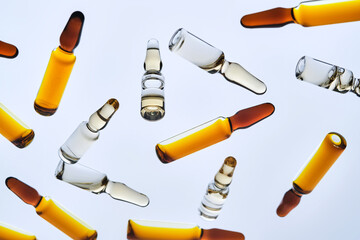 Ampoule cosmetics for injection. View from below.