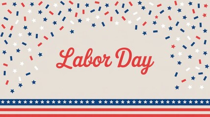 Fototapeta premium Patriotic Labor Day Background: Red, White, Blue Confetti Stars