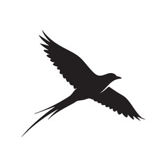 Fototapeta premium Elegant black silhouette of a swallow bird in flight isolated on white background silhouette
