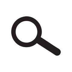 Magnifying Glass Icon Search, Zoom, Explore, Discover, Investigation,  Vector Illustration, Simple Design, Black and White