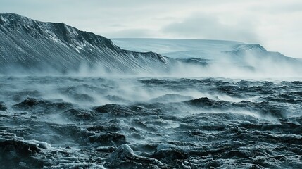 Melting ice sheet with scattered dark dust, symbolizing the urgent impact of environmental change.