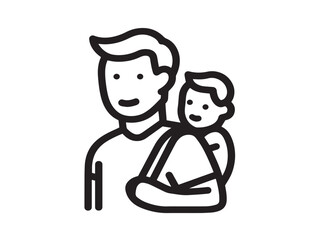 Caring Father Holding Child in Modern Line Art