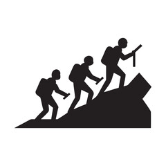 Teamwork, Adventure, and Hiking A Silhouette Illustration of Hikers Ascending a Mountain