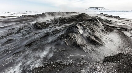 Melting ice sheet with scattered dark dust, symbolizing the urgent impact of environmental change.