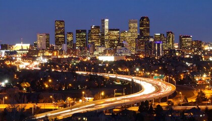 Obraz premium Night cityscape with highway
