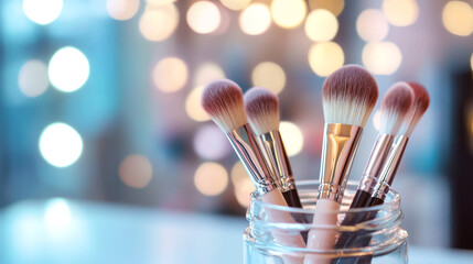 Makeup brushes set isolated on white background with artistic flair and beauty tools