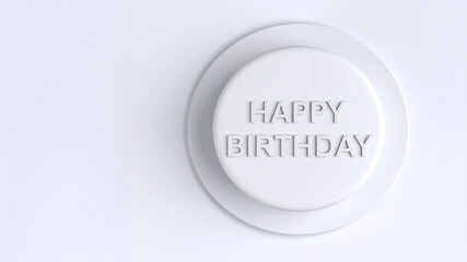 Obraz premium Clean top-down view of a plain white round birthday cake with 