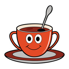 A cozy coffee cup rests on a simple plate, accompanied by a sleek spoon. Warm steam rises, inviting you to savor the rich aroma and comforting taste of fresh brew.
