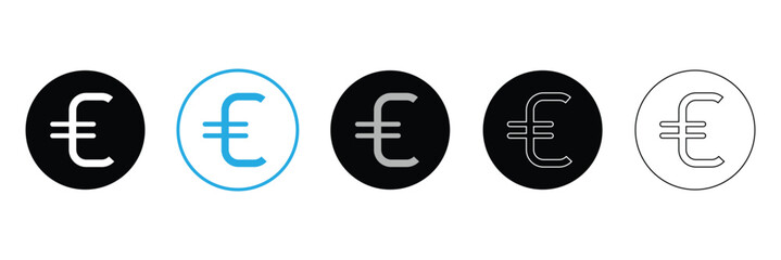 Euro icon flat editable icon mark set. Vector Illustration . EPS 10 . 